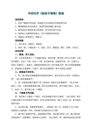 幼儿园中班科学教案《翘鼻子噜噜》 包含反思