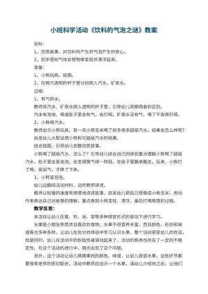 幼儿园小班科学活动教案《饮料的气泡之谜》 包含反思