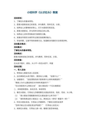幼儿园小班科学《认识石头》优秀教案 包含反思预览
