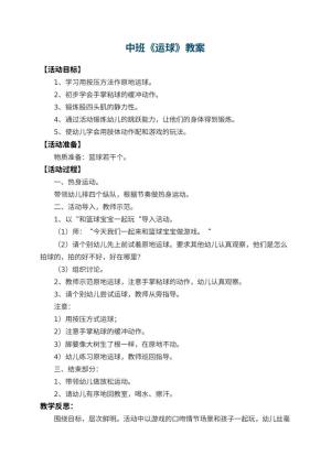 幼儿园中班教案《运球》 包含反思