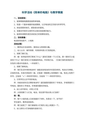 幼儿园科学活动《简单的电路》教案与教学 包含反思预览