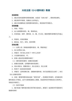 幼儿园大班主题优秀教案《小小塑料袋》 包含反思预览