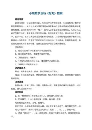 幼儿园小班数学教案活动《配对》 包含反思预览
