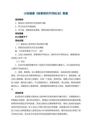 幼儿园小班健康教案《探索球的不同玩法》 包含反思预览