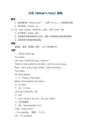 幼儿园大班教案《What&lsquo;s this》