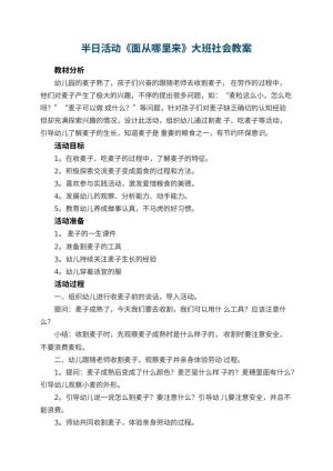 幼儿园半日活动《面从哪里来》大班社会教案 包含反思预览