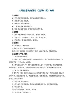 幼儿园大班健康教育活动教案《玩球小将》 包含反思预览