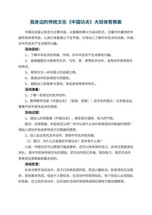 幼儿园我身边的传统文化《中国功夫》大班体育教案 包含反思