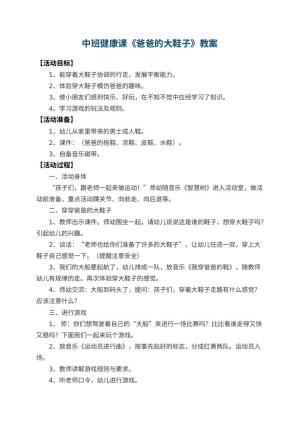 幼儿园中班健康课教案《爸爸的大鞋子》 包含反思预览