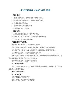 幼儿园中班优秀游戏教案《拍赶小鸭》预览