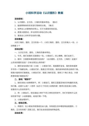 幼儿园小班科学活动教案《认识图形》 包含反思预览