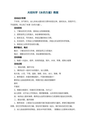 幼儿园大班科学教案《水的力量》 包含反思预览