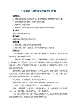幼儿园小班美术教案《黑白皮毛的朋友》 包含反思预览