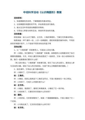 幼儿园中班科学活动教案《认识椭圆形》预览