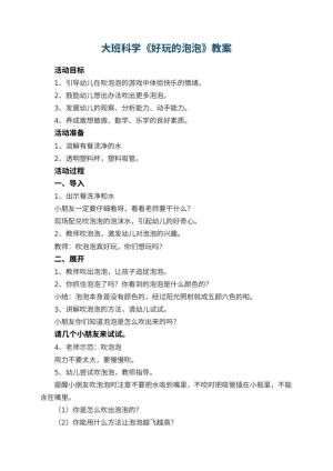 幼儿园大班科学优秀教案《好玩的泡泡》 包含反思预览