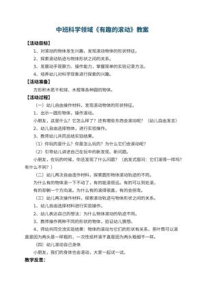 幼儿园中班科学领域教案《有趣的滚动》 包含反思预览