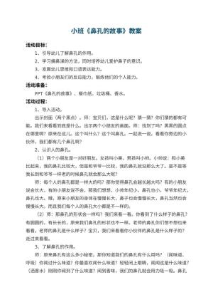 幼儿园小班教案《鼻孔的故事》 包含反思