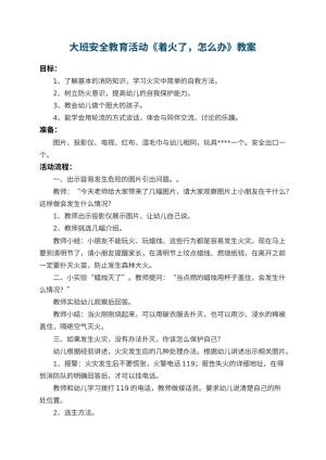 幼儿园大班安全教育活动教案《着火了，怎么办》 包含反思预览