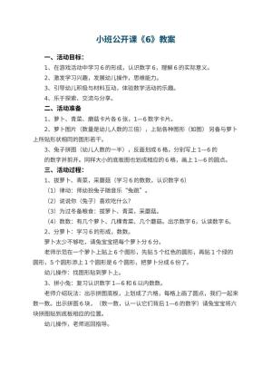 幼儿园小班公开课教案《6》预览