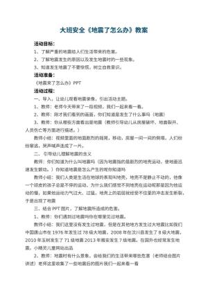 幼儿园大班安全优秀教案《地震了怎么办》 包含反思预览