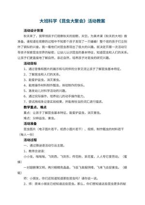 幼儿园大班科学教案《昆虫大聚会》活动 包含反思预览