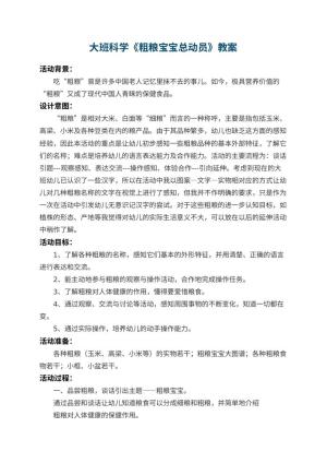 幼儿园大班科学教案《粗粮宝宝总动员》 包含反思预览