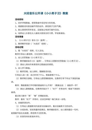 幼儿园大班音乐公开课教案《小小男子汉》 包含反思预览