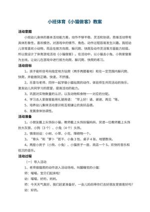 幼儿园小班体育教案《小猫做客》 包含反思预览