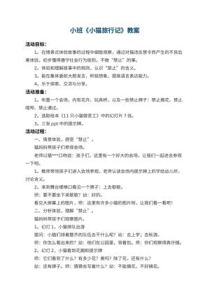 幼儿园小班教案《小猫旅行记》 包含反思
