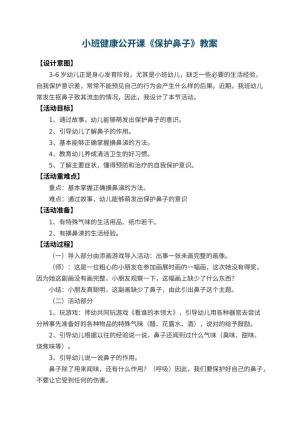 幼儿园小班健康公开课教案《保护鼻子》 包含反思