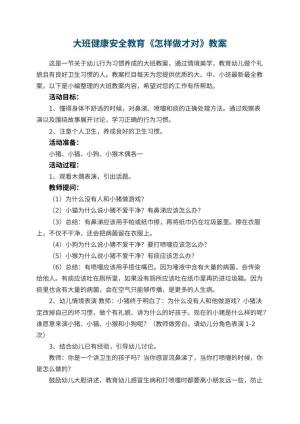 幼儿园大班健康安全教育《怎样做才对》教案预览