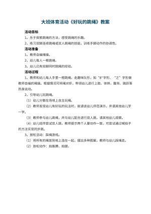 幼儿园大班体育活动教案《好玩的跳绳》 包含反思预览