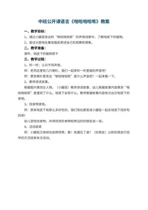 幼儿园中班公开课语言教案《啪啦啪啦嘭》预览