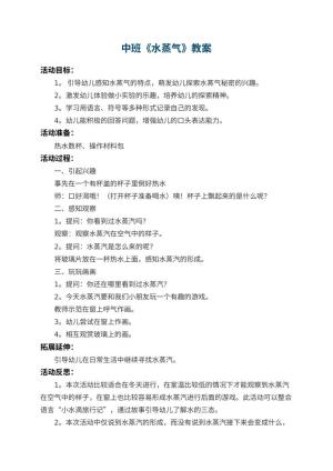幼儿园中班教案《水蒸气》 包含反思预览