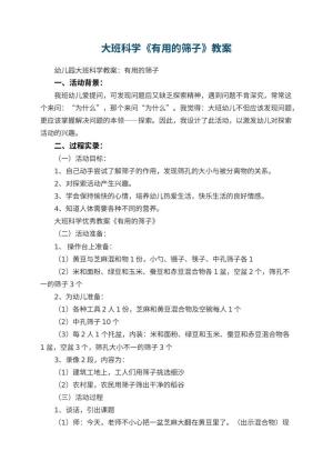 幼儿园大班科学优秀教案《有用的筛子》 包含反思预览