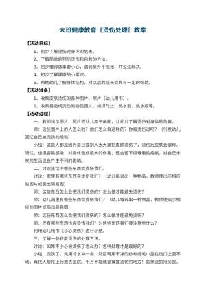 幼儿园大班健康教育教案《烫伤处理》预览