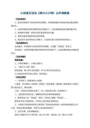 幼儿园小班音乐活动《两只小小鸭》公开课教案 包含反思