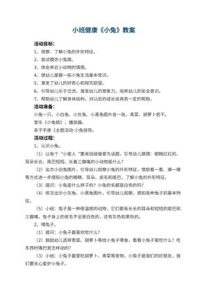 幼儿园小班健康《小兔》优秀教案 包含反思预览