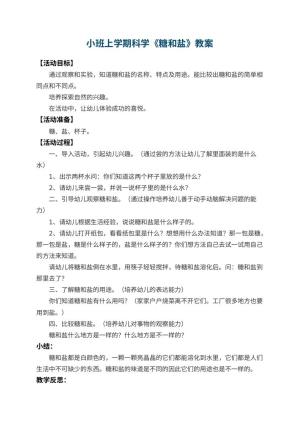 幼儿园小班上学期科学教案《糖和盐》 包含反思预览