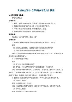 幼儿园大班安全活动教案《煤气开关不乱动》 包含反思预览