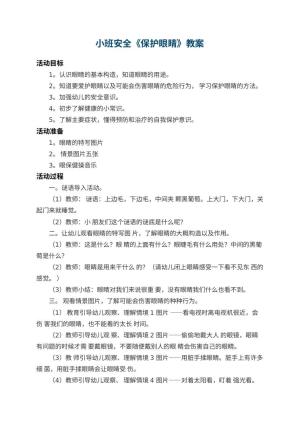 幼儿园小班安全教案《保护眼睛》 包含反思预览
