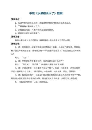 幼儿园中班教案《水果核长大了》