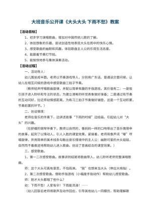 幼儿园大班音乐公开课教案《大头大头 下雨不愁》 包含反思预览