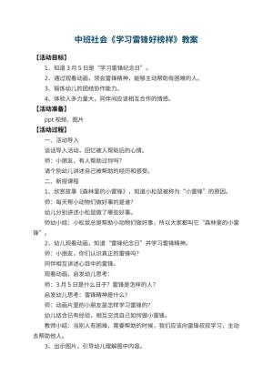 幼儿园中班社会教案《学习雷锋好榜样》 包含反思预览