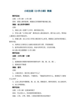 幼儿园小班主题教案《小手小脚》预览