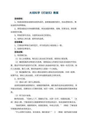 幼儿园大班科学教案《灯谜乐》预览