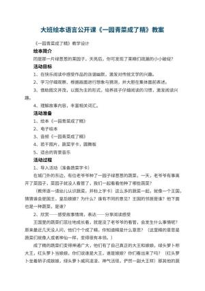 幼儿园大班绘本语言公开课《一园青菜成了精》预览