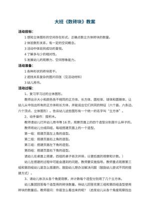 幼儿园大班教案《数砖块》 包含反思预览
