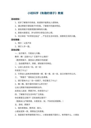 幼儿园小班科学教案《有趣的镜子》 包含反思预览