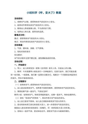 幼儿园小班科学教案《呼，变大了》 包含反思预览